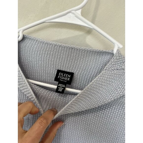 Eileen Fisher Sweater Women’s Petite Medium Blue Long Sleeve Pullover High Neck - Picture 2 of 4